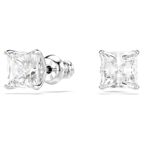 Attract Stud Pierced Earrings, White, Rhodium plated - Swarovski, 5430365
