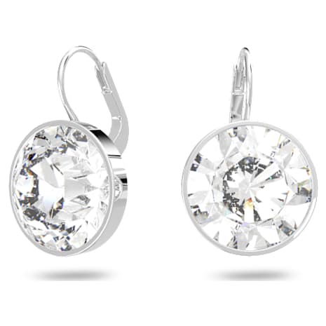 Bella Pierced Earrings, White, Rhodium plated - Swarovski, 883551