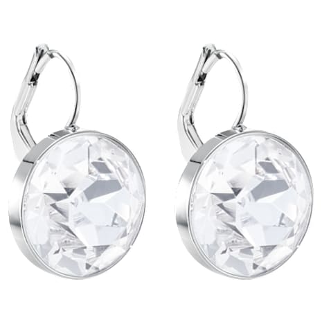 Bella Pierced Earrings, White, Rhodium plated - Swarovski, 883551