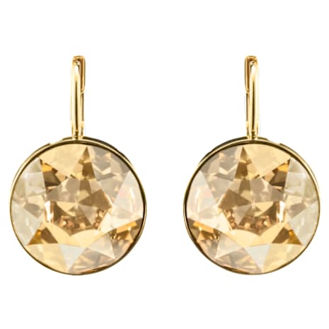 Bella Pierced Earrings, Brown, Gold-tone plated - Swarovski, 901640