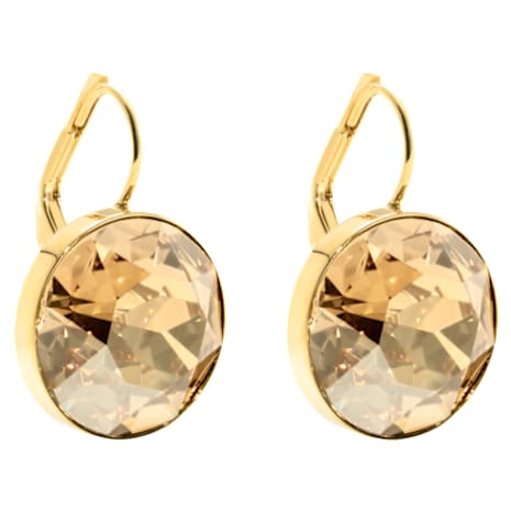 Bella Pierced Earrings, Brown, Gold-tone plated - Swarovski, 901640