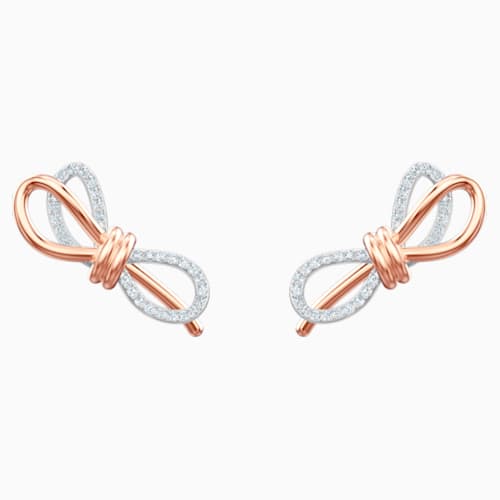 Boucles Doreilles Lifelong Bow Blanc Finition Mix De Métal