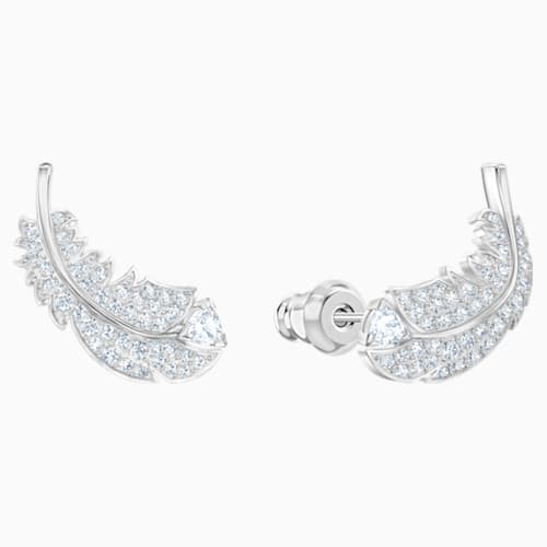 Boucles Doreilles Clous Nice Blanc Métal Rhodié