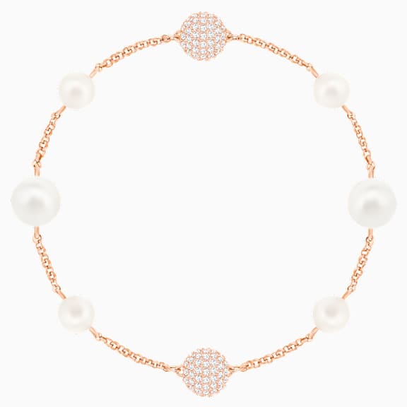 Swarovski Remix Collection Round Pearl Strand, blanco, Baño en tono Oro Rosa - Swarovski, 5373260