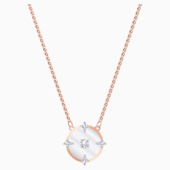 Collar North, blanco, Baño en tono Oro Rosa - Swarovski, 5488400