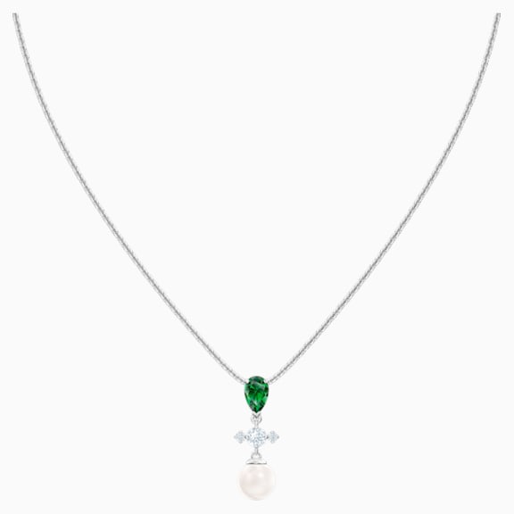 Collar Perfection, verde, Baño de Rodio - Swarovski, 5493103