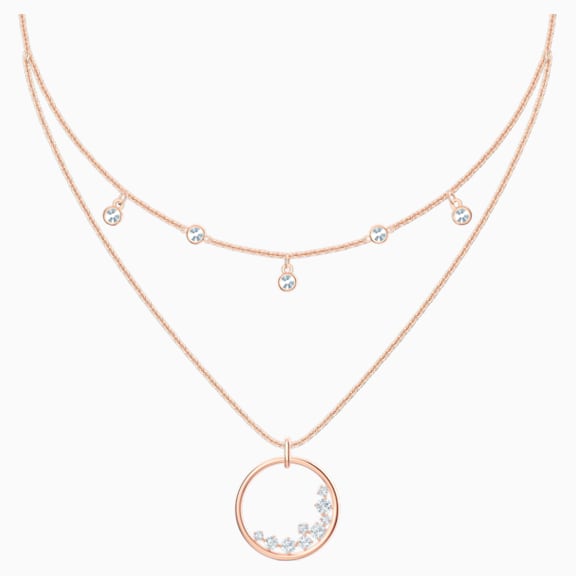 Collar North, blanco, Baño en tono Oro Rosa - Swarovski, 5493390