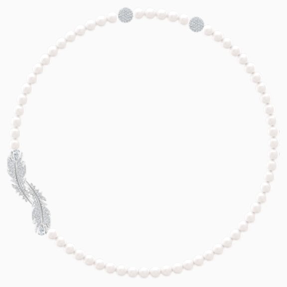 Collar Nice, blanco, Baño de Rodio - Swarovski, 5493403