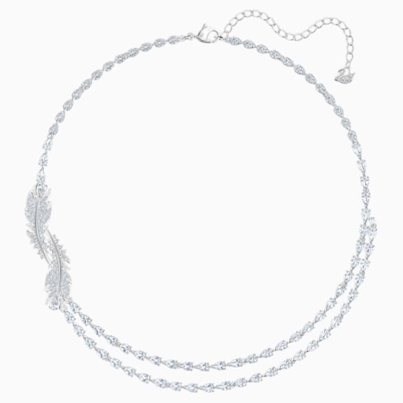 Collar Nice, blanco, Baño de Rodio - Swarovski, 5493404