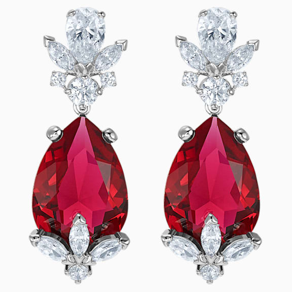 Pendientes de gota Louison, rojo, Baño de Rodio - Swarovski, 5495078