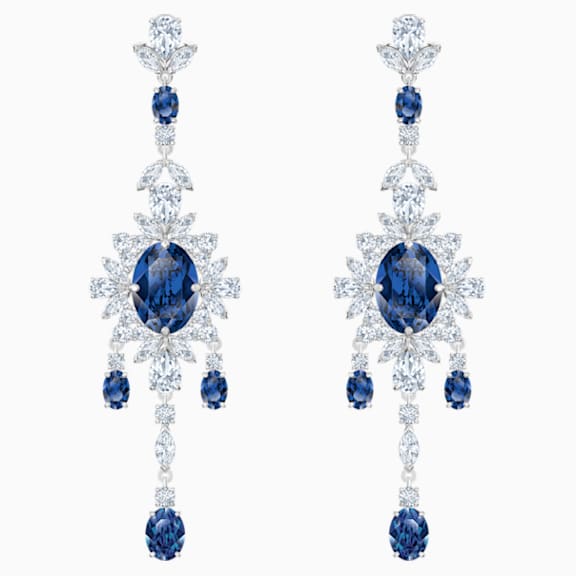 Pendientes chandelier Palace, azul, Baño de Rodio - Swarovski, 5498817