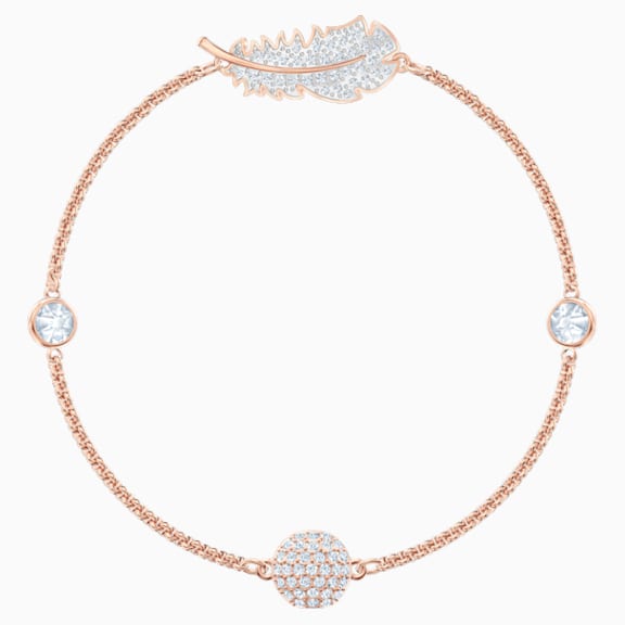 Swarovski Remix Collection Feather Strand, blanco, Baño en tono Oro Rosa - Swarovski, 5511003