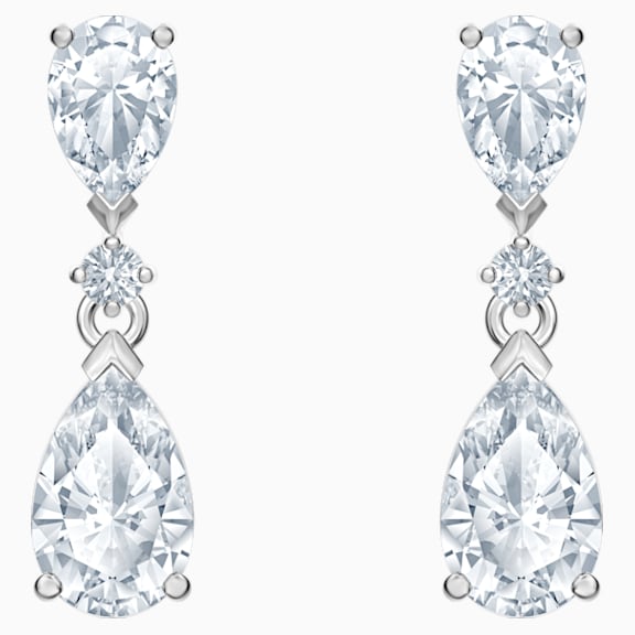 Pendientes de gota Palace, blanco, Baño de Rodio - Swarovski, 5512393