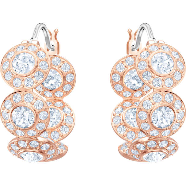 Angelic Hoop Pierced Earrings White Rose Gold Tone Plated Angelic Hoop Pierced Earrings White Rose Gold Tone Plated