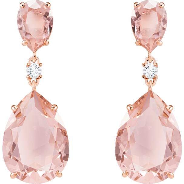 Vintage Drop Pierced Earrings Pink Rose Gold Tone Plated Vintage Drop Pierced Earrings Pink Rose Gold Tone Plated