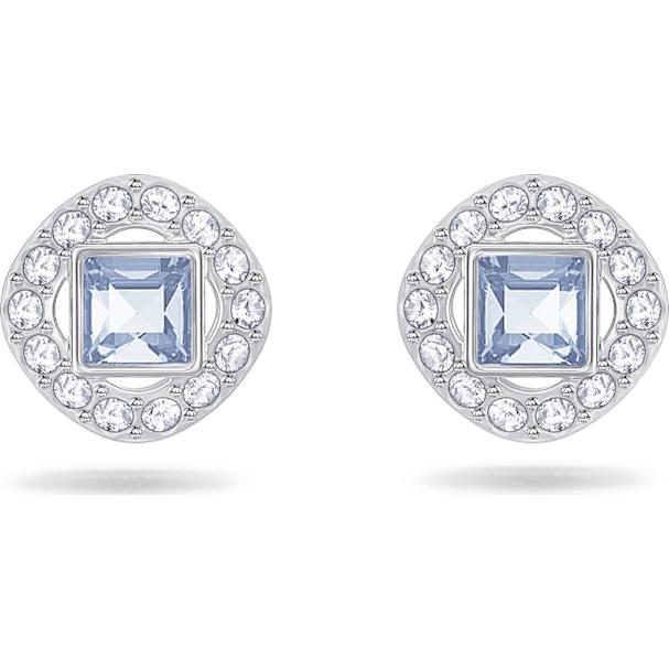 Angelic Square Pierced Earrings Blue Rhodium Plated Angelic Square Pierced Earrings Blue Rhodium Plated