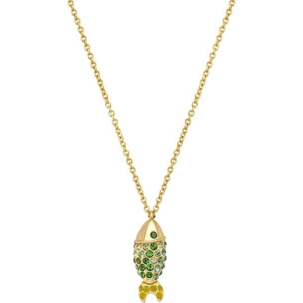 Mustique Sea Life Fish 链坠, 绿色, 镀金色调 - Swarovski, 5533761