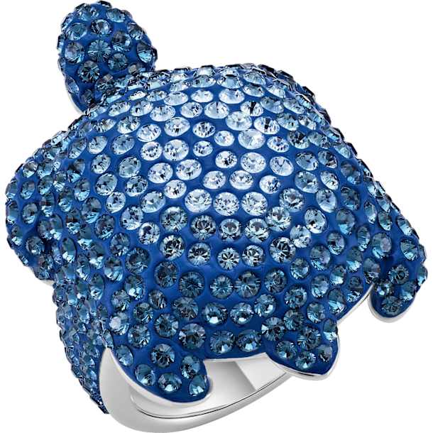 Mustique Sea Life Turtle 戒指, 大码, 蓝色, 镀钯 - Swarovski, 5535432