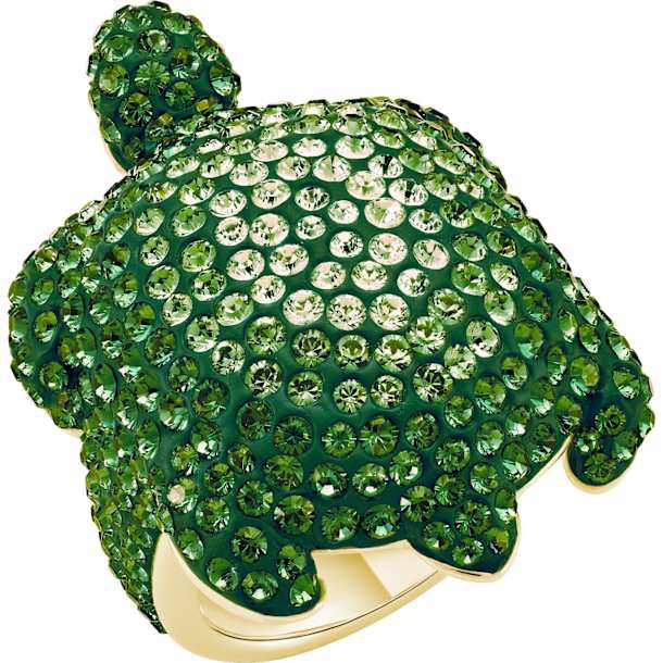 Mustique Sea Life Turtle 戒指, 大码, 绿色, 镀金色调 - Swarovski, 5535552