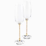 Crystalline Toasting Flutes , Gold Tone (Set of 2) | Swarovski