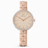 Pink, rose-gold tone PVD