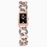 Cocktail Uhr, Schweizer Produktion, Pavé, Metallarmband, Schwarz 