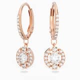 Una ドロップピアス, ラウンドカット, ホワイト, ゴールドトーン