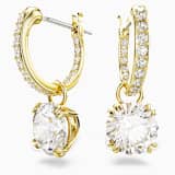 Swarovski Stilla ドロップピアス Stilla ドロップピアス, ラウンドカット, ホワイト, ロジウム・プレー