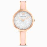 Pink, rose-gold tone PVD