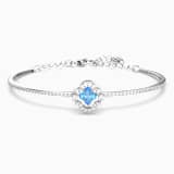 Swarovski Sparkling Dance bangle, Clover, Blue, Rhodium plated