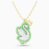 Green, gold-tone plated