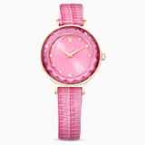 Octea Nova watch, Swiss Made, Leather strap, Beige, Rose gold-tone finish
