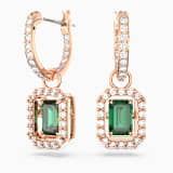 Una drop earrings, Octagon cut, White, Rhodium plated | Swarovski