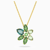 Green, gold-tone plated