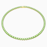 Green, gold-tone plated
