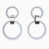 Hollow hoop earrings, Blue, Rhodium plated | Swarovski