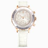 Octea Chrono watch, Swiss Made, Leather strap, Gray, Rose gold 