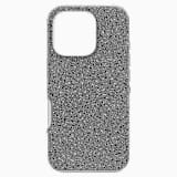 High smartphone case, iPhone® 16 Pro, Silver tone | Swarovski