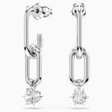 Constella 水滴形耳環, 水晶珍珠, 圓形切割, 白色, 鍍玫瑰金色調