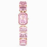 Pink, rose-gold tone PVD