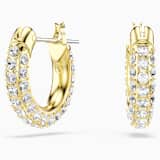 Dextera hoop earrings, Pavé, Small, White, Rhodium plated