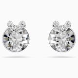 Bella V stud earrings, Round cut, Pavé, Pink, Rose gold-tone