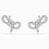 Lifelong Bow stud earrings, Bow, Pink, Rhodium plated | Swarovski