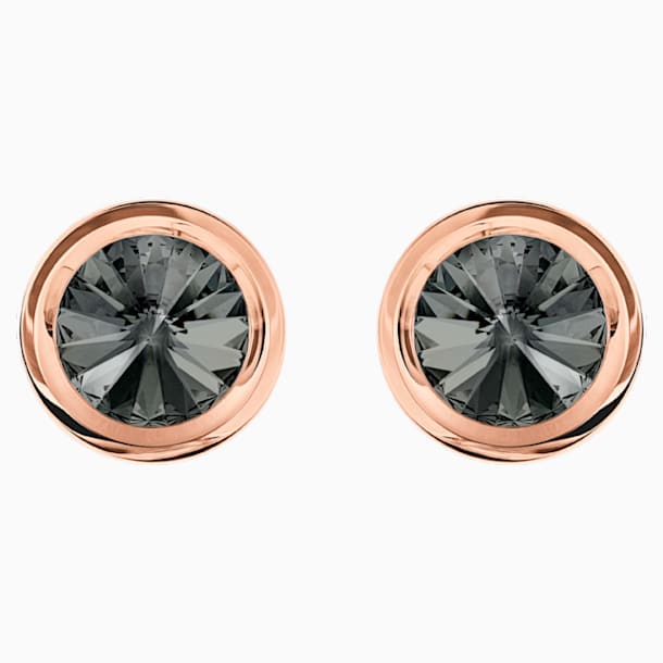 Round 袖扣, 灰色, 镀玫瑰金色调 - Swarovski, 5429900