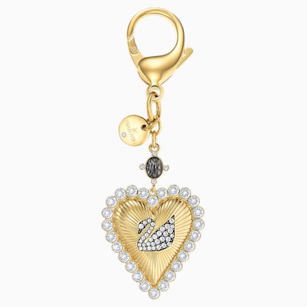 Vintage Swan 手袋坠饰, 白色, 镀金色调 - Swarovski, 5494435