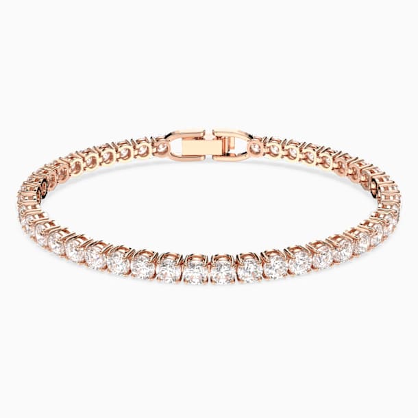 Tennis Deluxe 手链, 白色, 镀玫瑰金色调 - Swarovski, 5513400