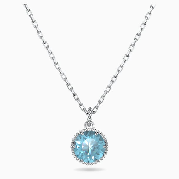 Birthstone 链坠, 三月, 海蓝色, 镀铑 - Swarovski, 5522774