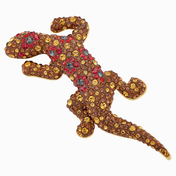 Mustique Sea Life Geko 胸针, 咖啡色, 镀金色调 - Swarovski, 5533739