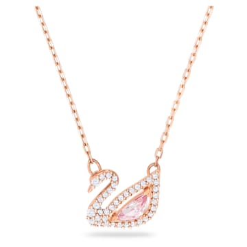 스와로브스키 Swarovski Dazzling Swan necklace, Swan, Pink, Rose gold-tone plated