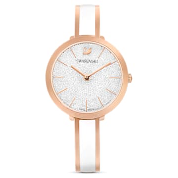 스와로브스키 시계  Swarovski Crystalline Delight watch, Swiss Made, Metal bracelet, White, Rose gold-tone finish